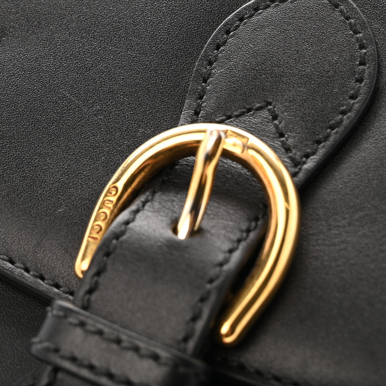 Gucci Charisma Calfskin Gucci Embossed Shoulder Flap Bag Black