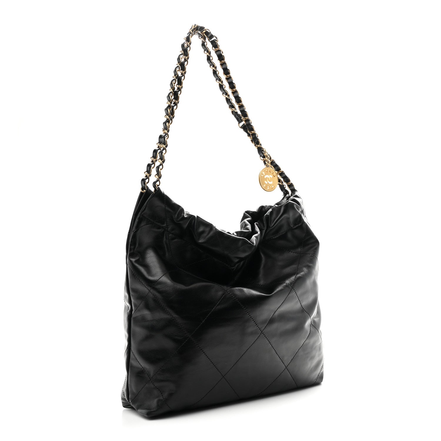 Chanel Shiny Calfskin Quilted Small Chanel 22 Black