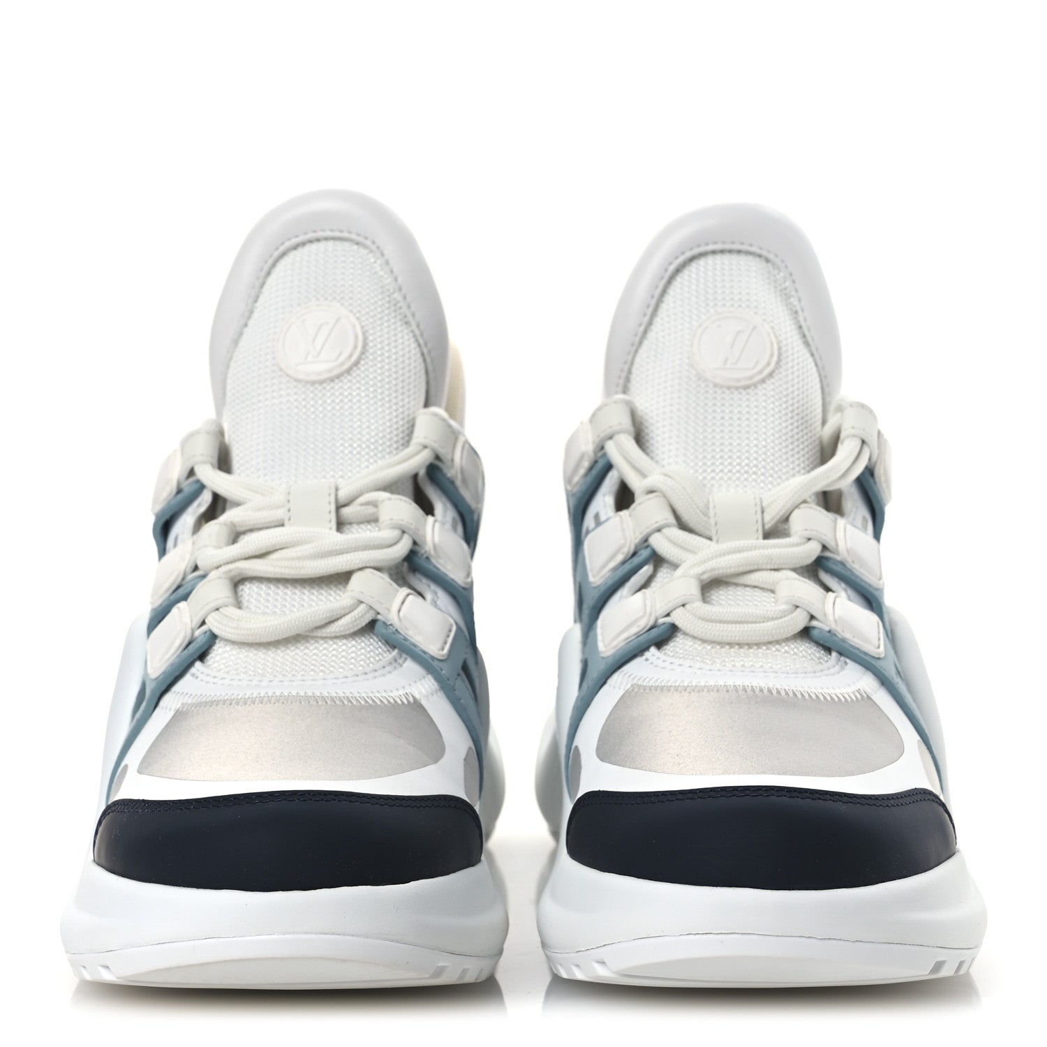 Louis Vuitton Calfskin Technical Nylon LV Archlight Sneakers 38 White Blue Gris