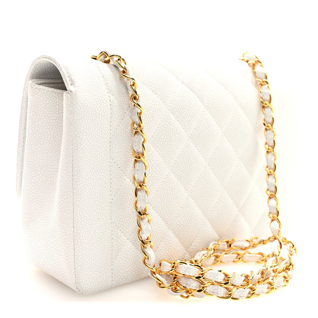 Chanel Caviar Quilted Medium Single Flap White