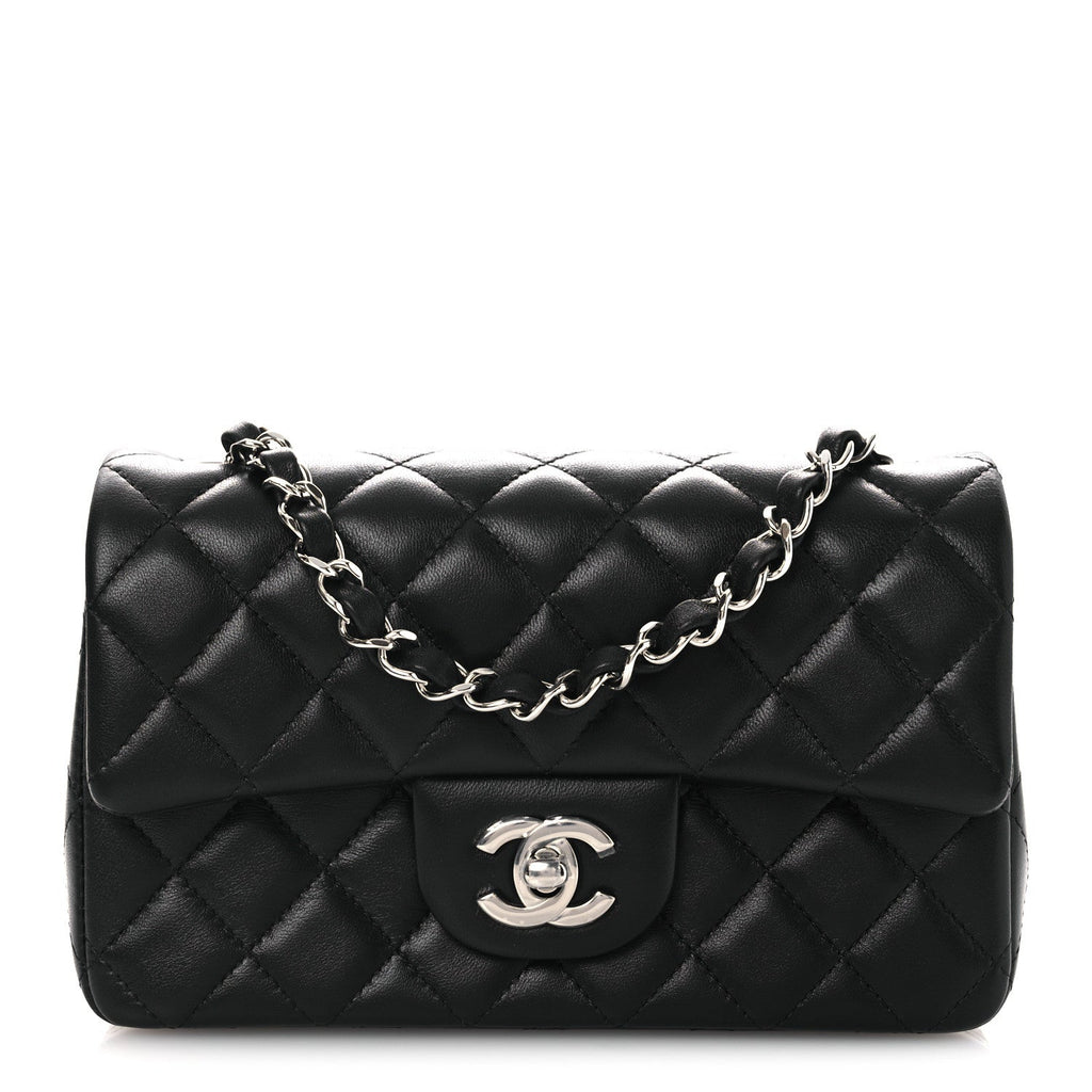 Chanel Lambskin Quilted Mini Rectangular Flap Black