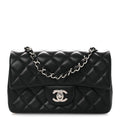 Chanel Lambskin Quilted Mini Rectangular Flap Black
