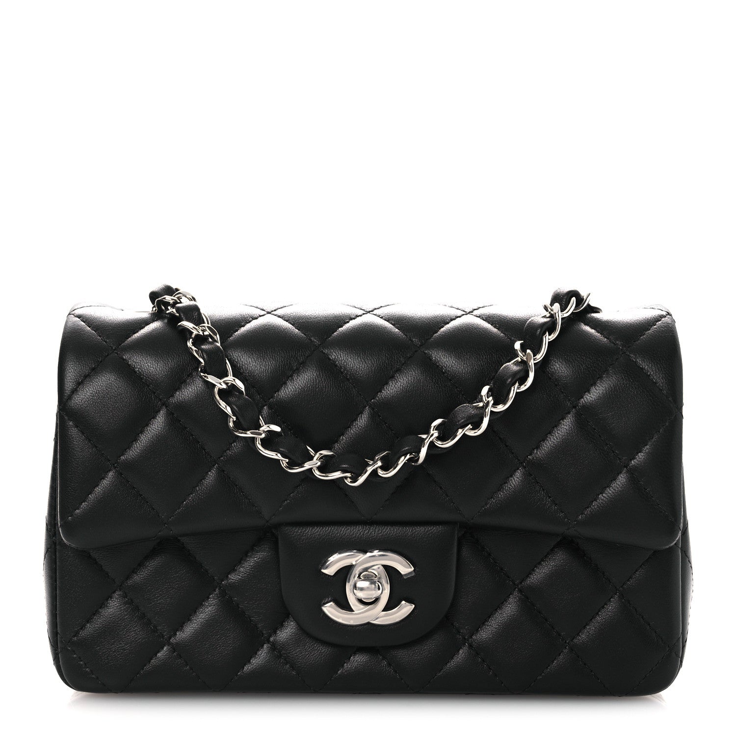 Chanel Lambskin Quilted Mini Rectangular Flap Black