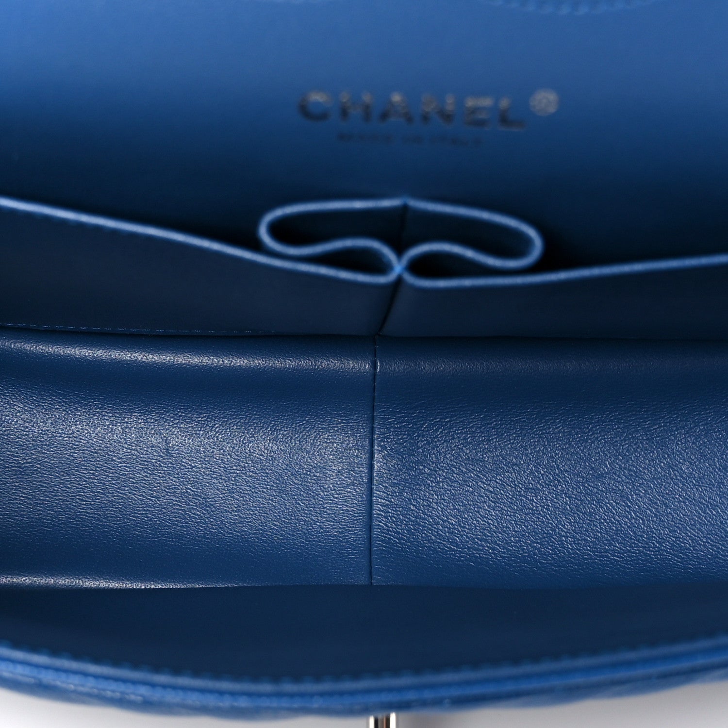 Chanel Caviar Chevron Quilted Jumbo Double Flap Blue