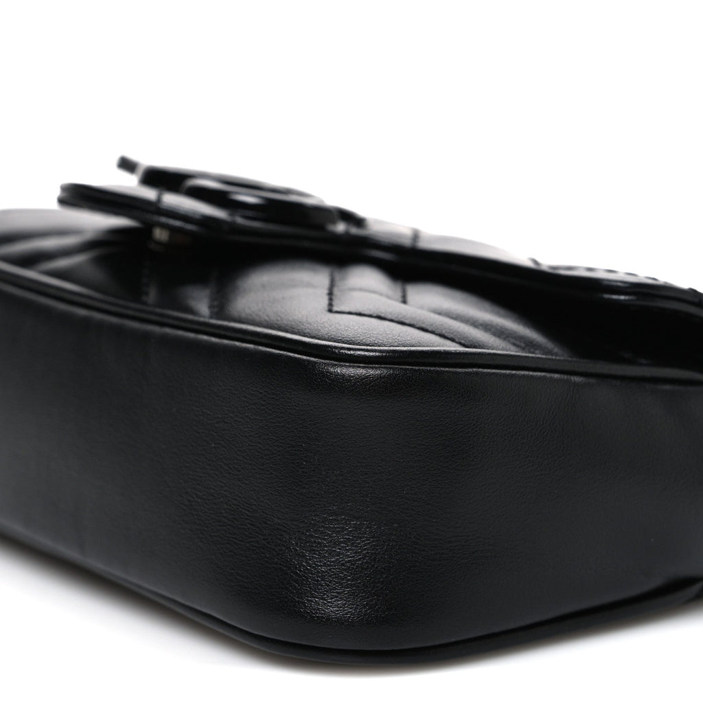 Gucci Calfskin Matelasse Monochrome GG Marmont Chain Belt Bag Black
