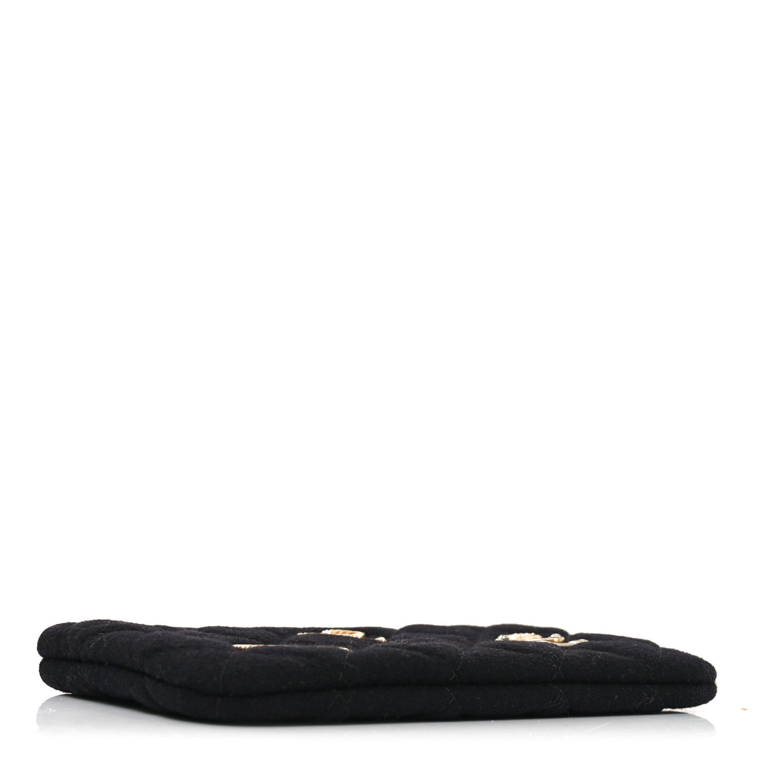 Chanel Wool Quilted Paris-Hamburg Charms Small Cosmetic Case Black