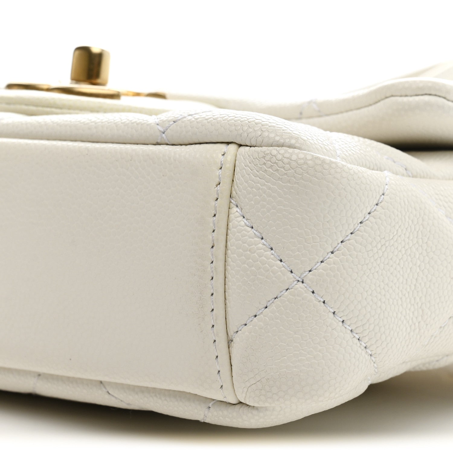 Chanel Caviar Quilted Mini Twist Your Buttons Flap  White