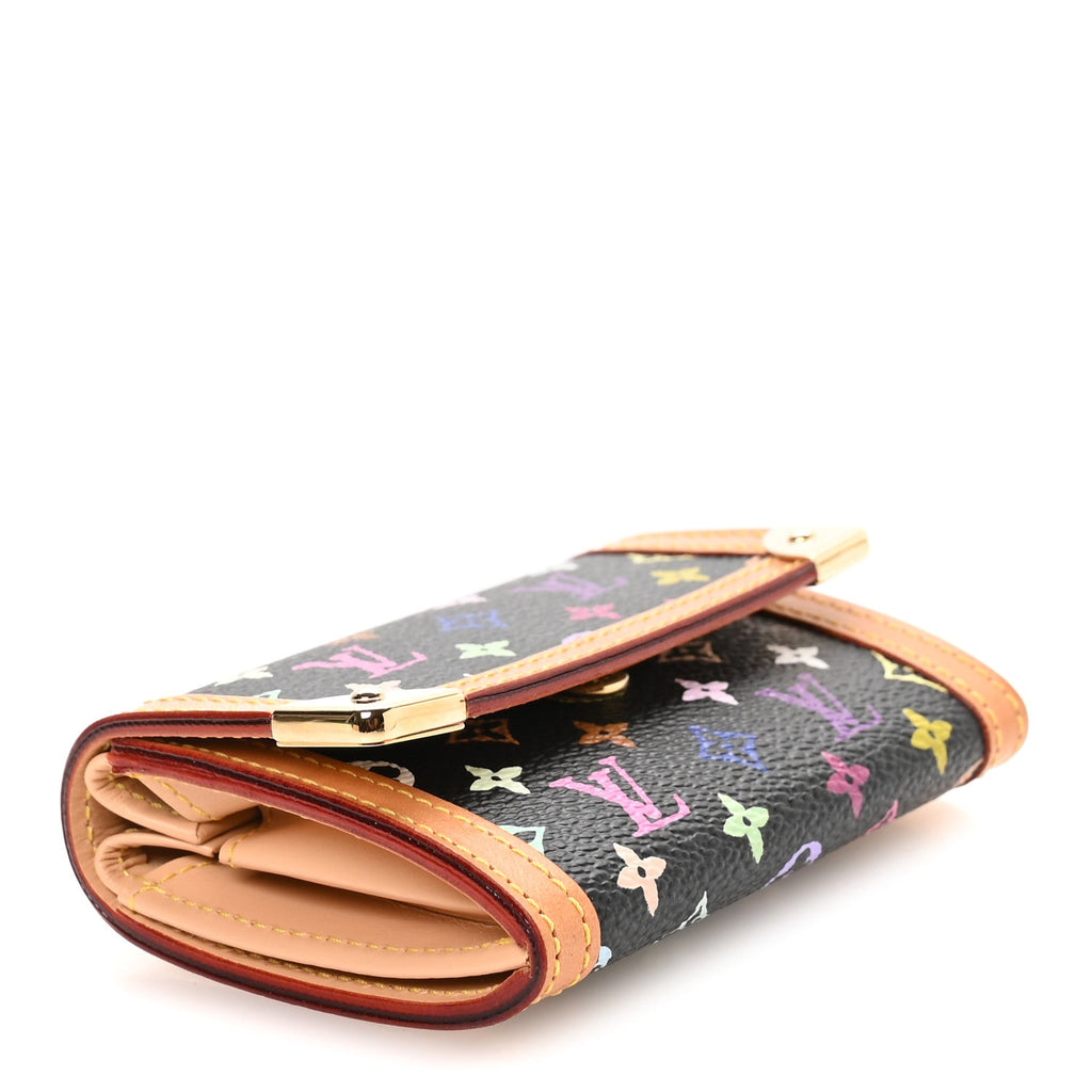 Louis Vuitton Monogram Multicolor Porte-Monnaie Plat Coin Purse Black
