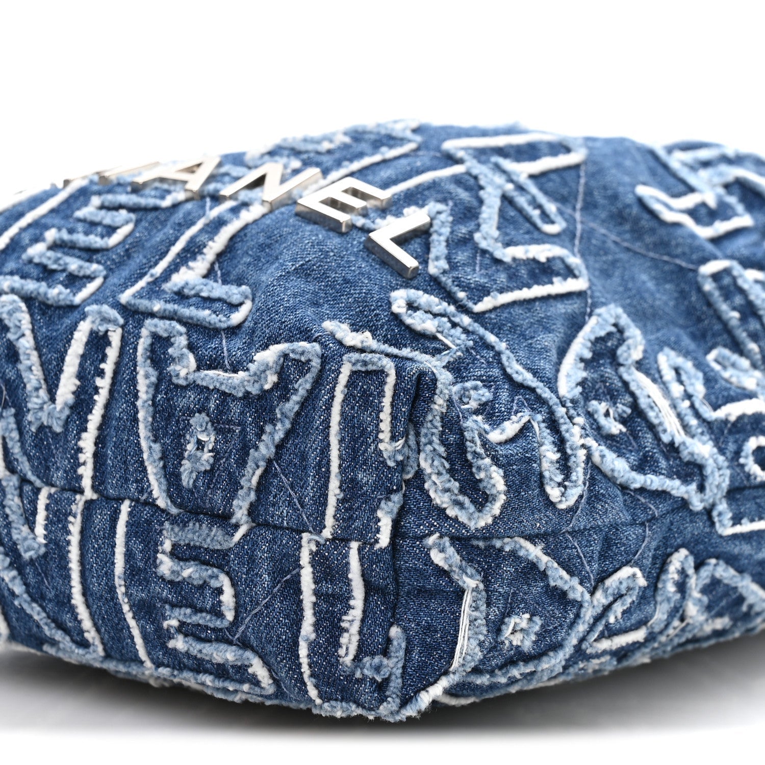 Chanel Washed Denim Logo Embroidered Mini Chanel 22 Blue