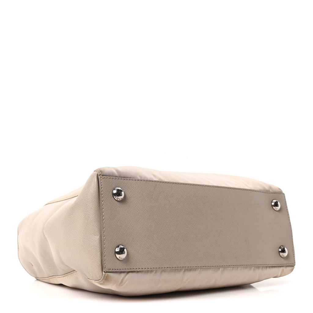 Prada Nylon Saffiano Bi-Color Tote Grey