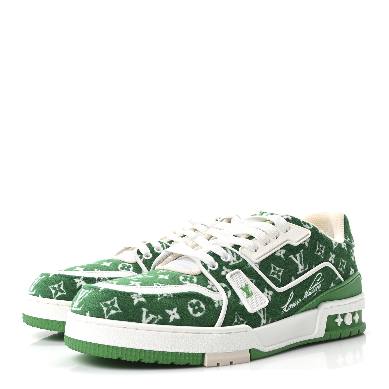 Louis Vuitton Jacquard Velvet Monogram Mens LV Trainer Sneakers 9 Vert