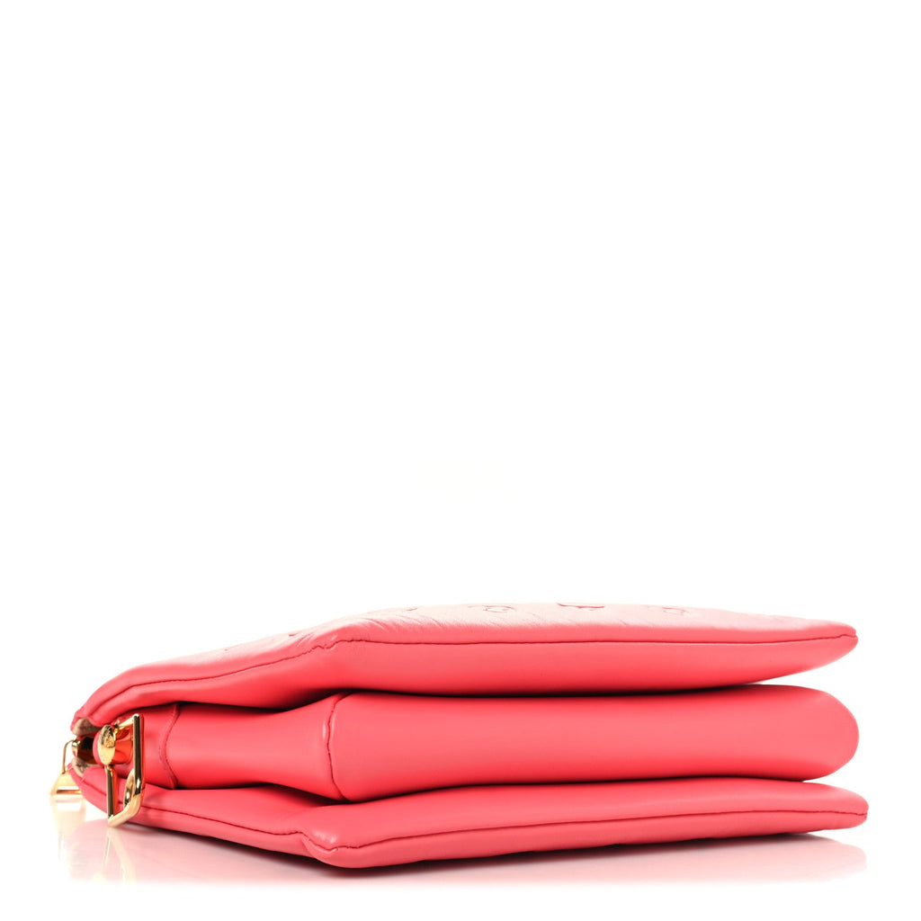 Louis Vuitton Lambskin Embossed Monogram Coussin PM Coral