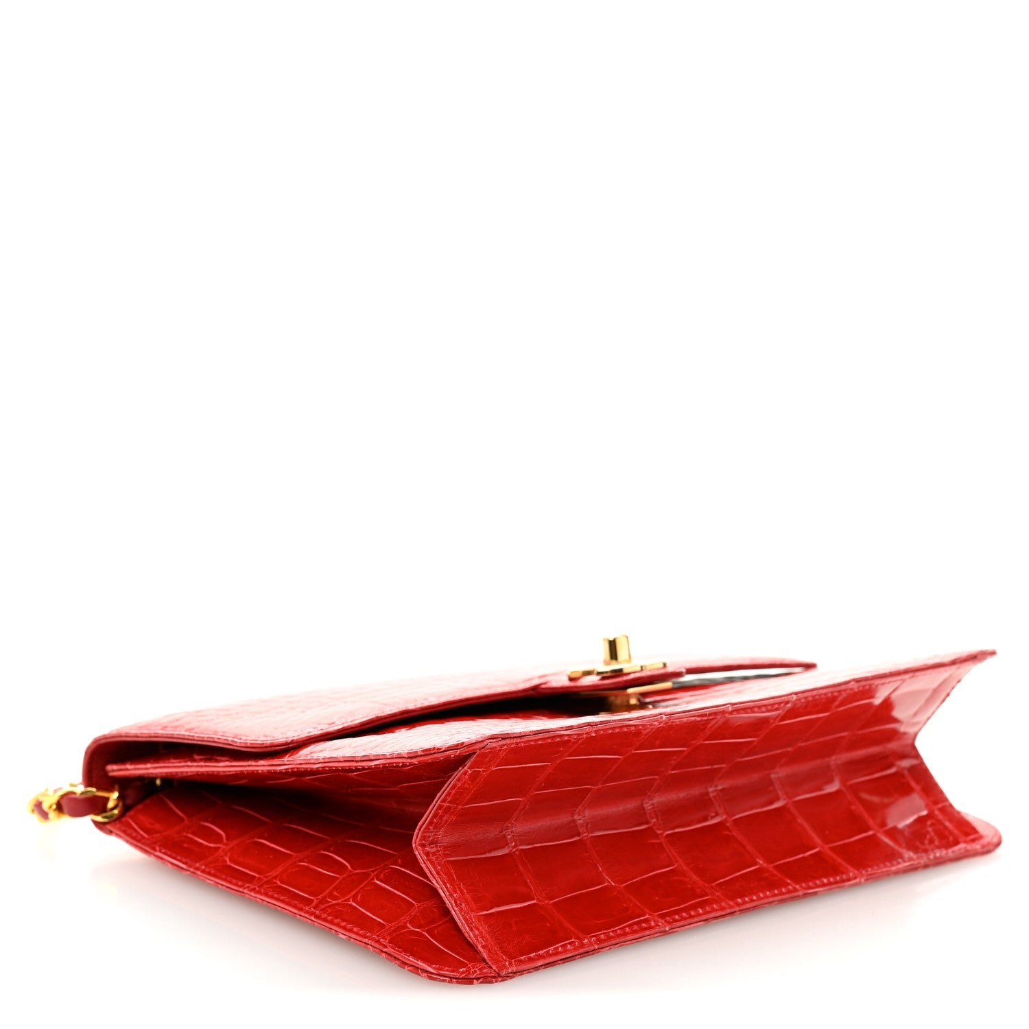 Chanel Shiny Alligator Small Single Flap Red