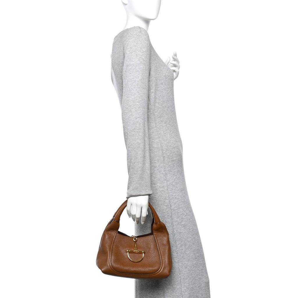 Gucci Grained Calfskin Softbit Medium Shoulder Bag Brown