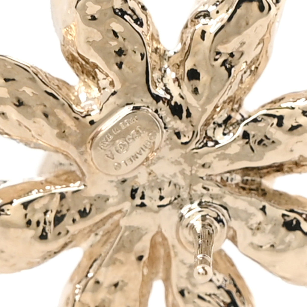 Crystal CC Flower Earrings Gold