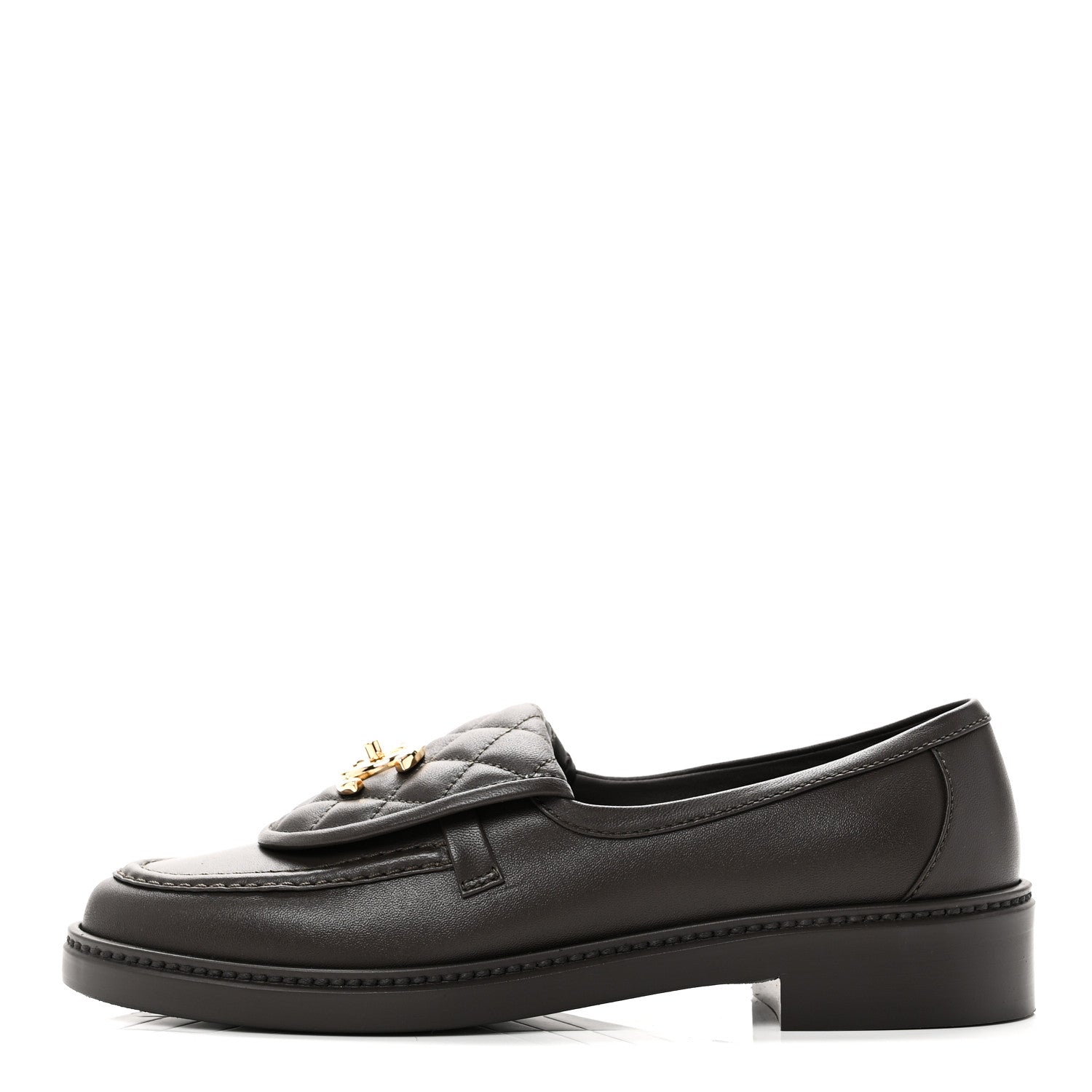 Lambskin Quilted CC Turnlock Loafers 37 Dark Brown