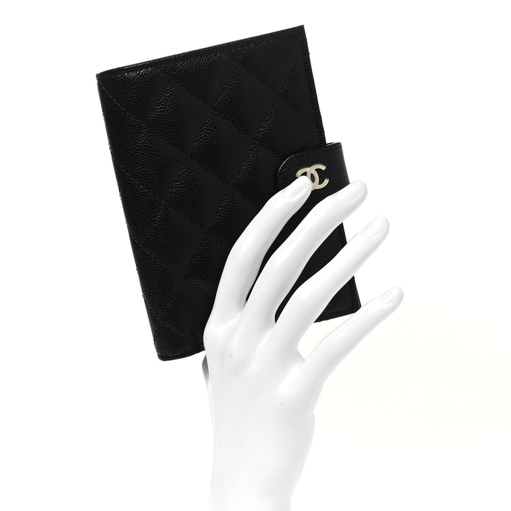 Caviar Quilted Passport Holder Black