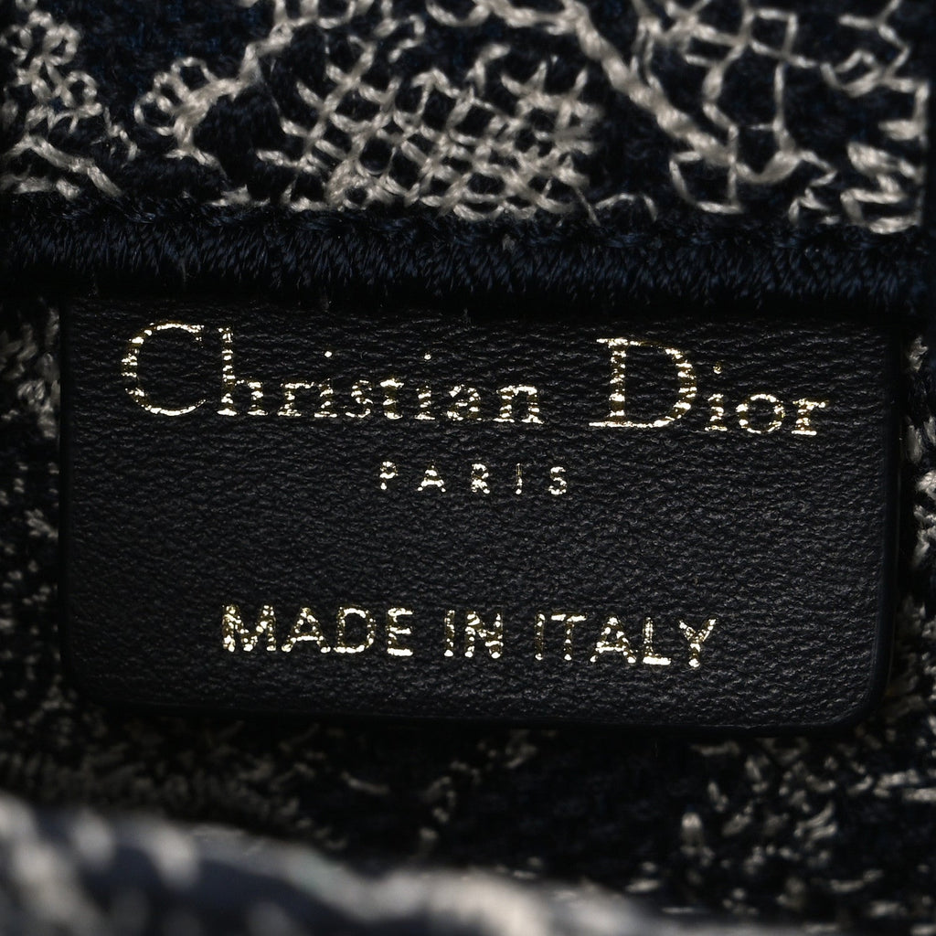Christian Dior Canvas Toile de Jouy Reverse Embroidered Mini Book Tote Phone Bag Blue