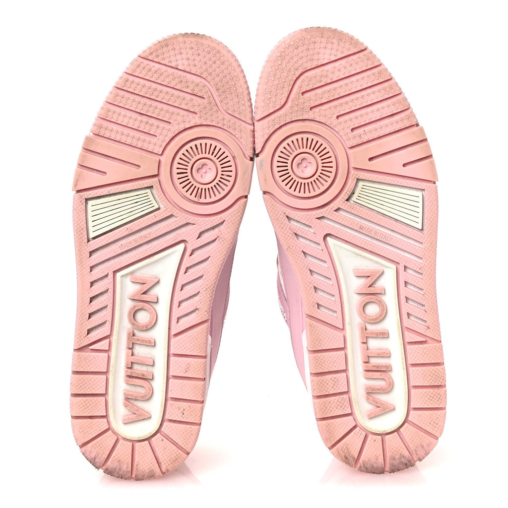 Louis Vuitton Calfskin Monogram Womens LV Trainer Sneakers 36.5 Light Pink