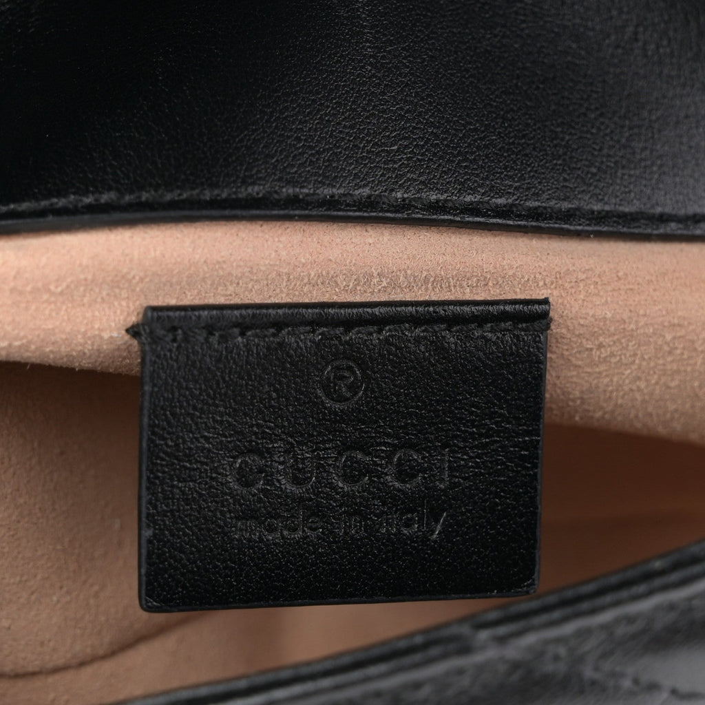 Gucci Calfskin Matelasse Super Mini GG Marmont Shoulder Bag Black