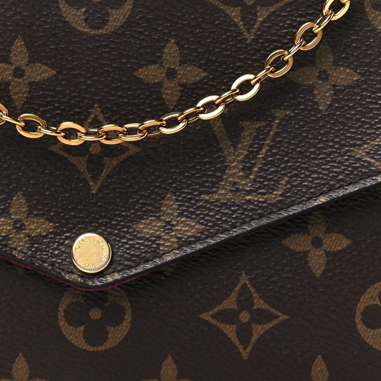 Louis Vuitton Monogram Pochette Felicie Chain Wallet Fuchsia