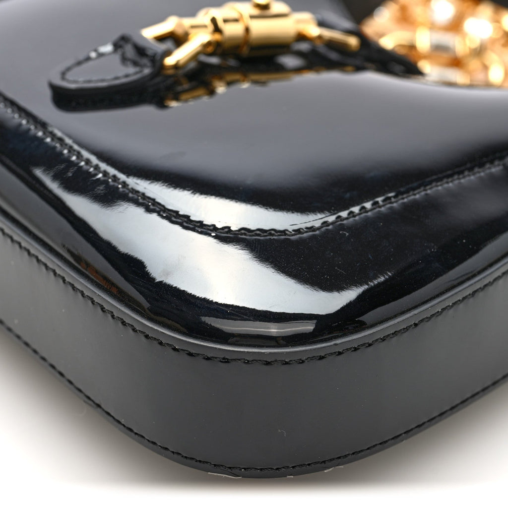 Gucci Patent Mini Jackie 1961 Crystal Hobo Black
