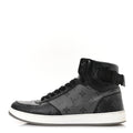 Louis Vuitton Calfskin Monogram Eclipse Mens Rivoli High Top Sneakers 10 Black Grey