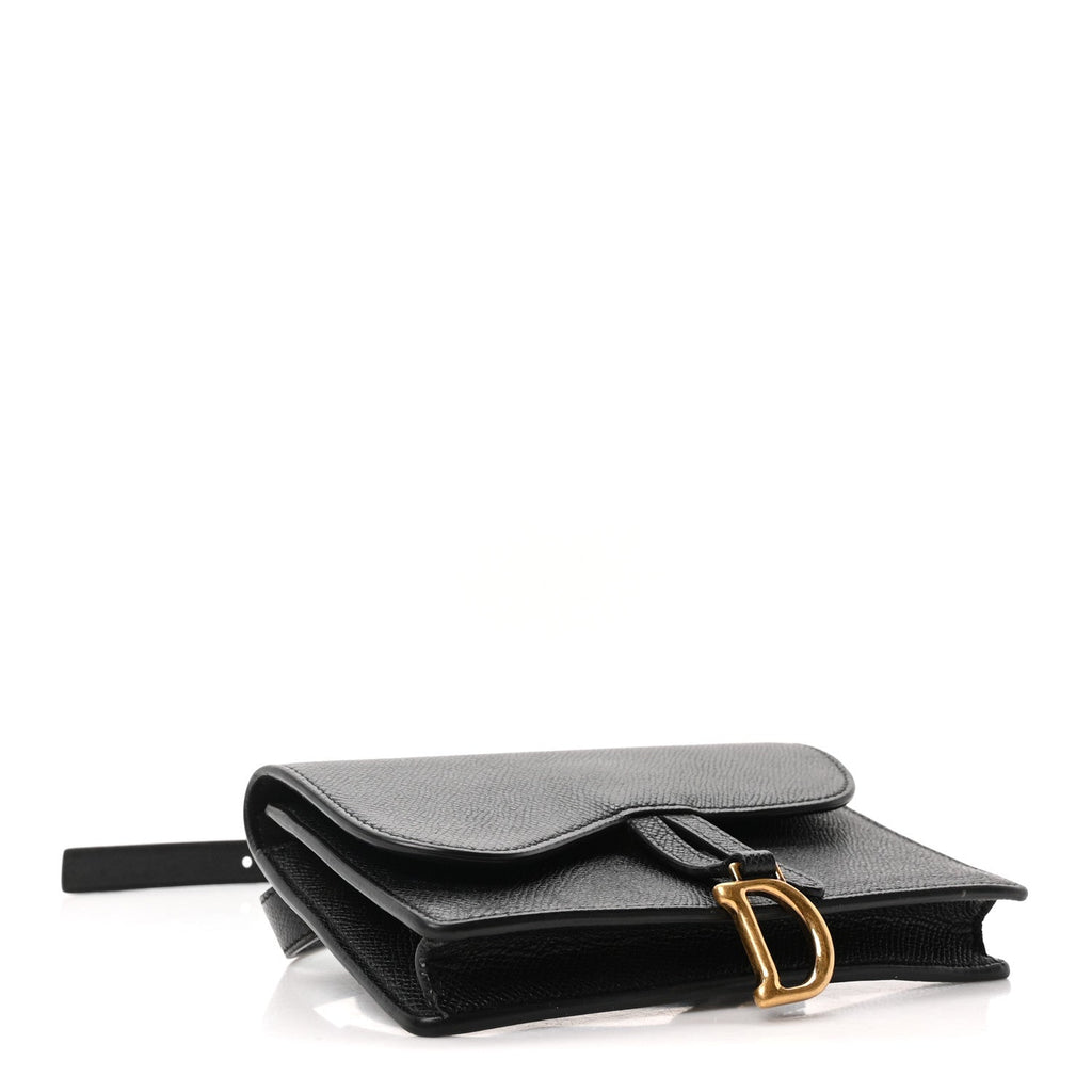 Christian Dior Grained Calfskin Saddle Belt Bag Black