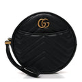 Gucci Calfskin Matelasse GG Marmont Round Wrist Wallet Black