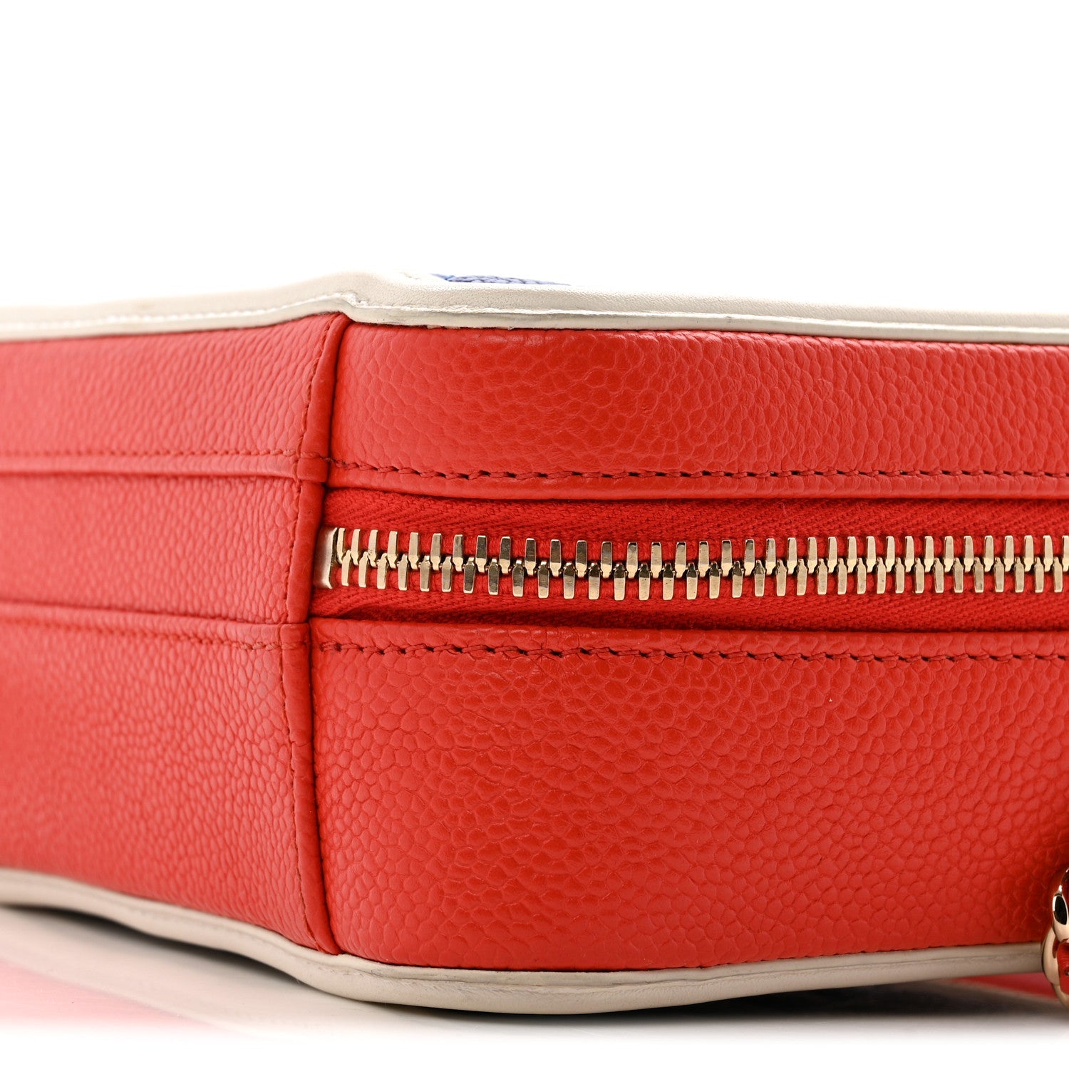 Chanel Caviar Quilted Small CC Filigree Vanity Case Blue White Red