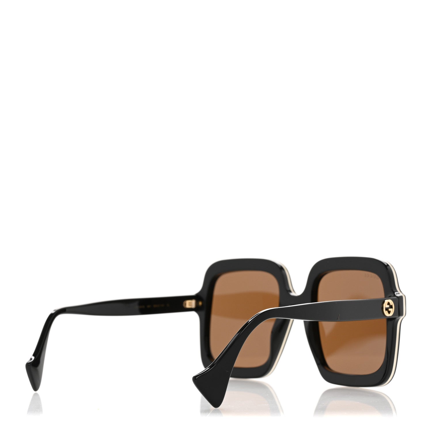 Gucci Acetate Round Frame Sunglasses GG1241S Black White