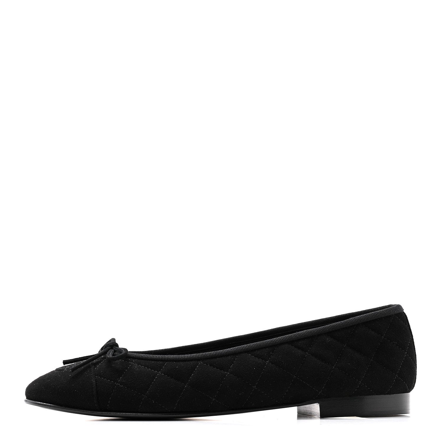Chanel Suede Quilted Cap Toe CC Ballerina Flats 39.5 Black
