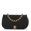 Chanel Calfskin Quilted Coco Mail Clutch With Chain Black