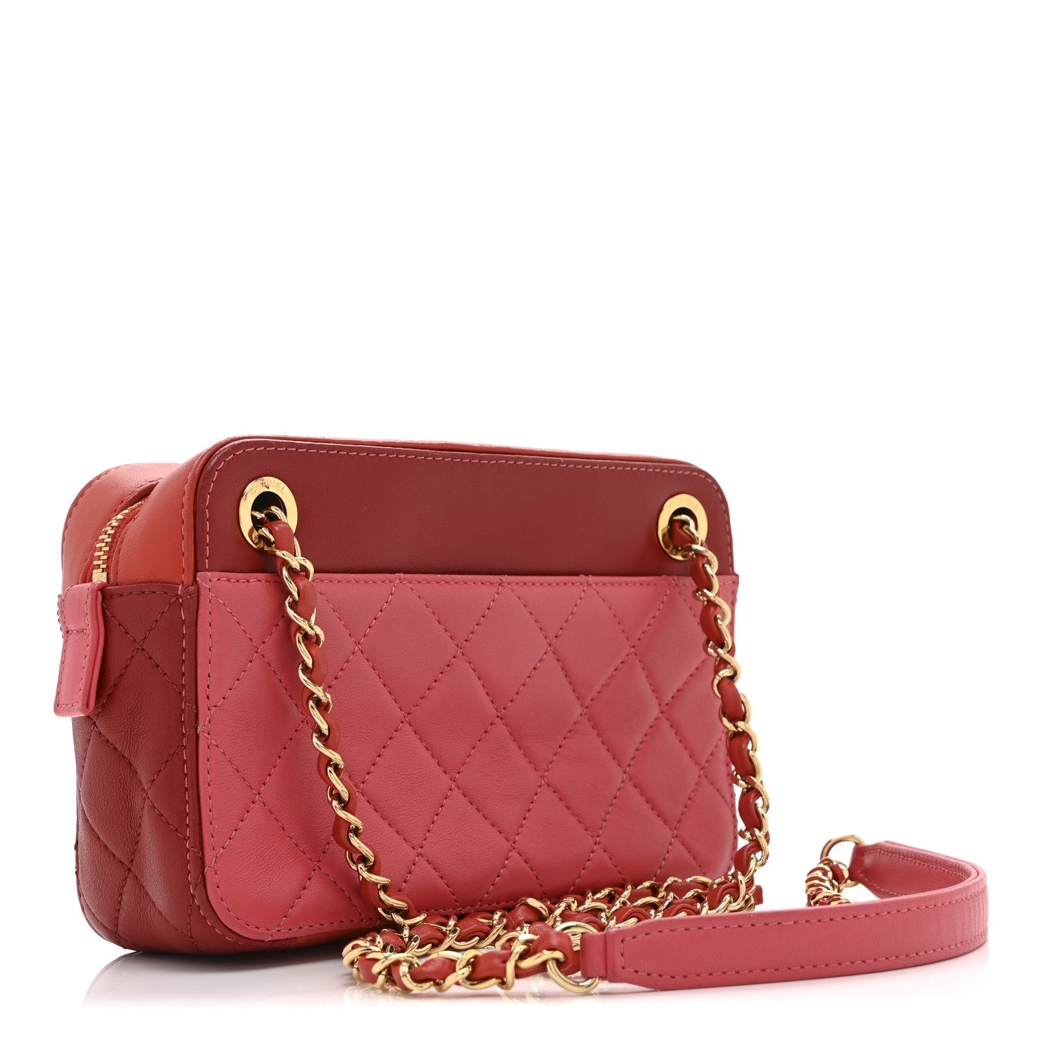 Chanel Goatskin Quilted Small In & Out Camera Case Pink Red