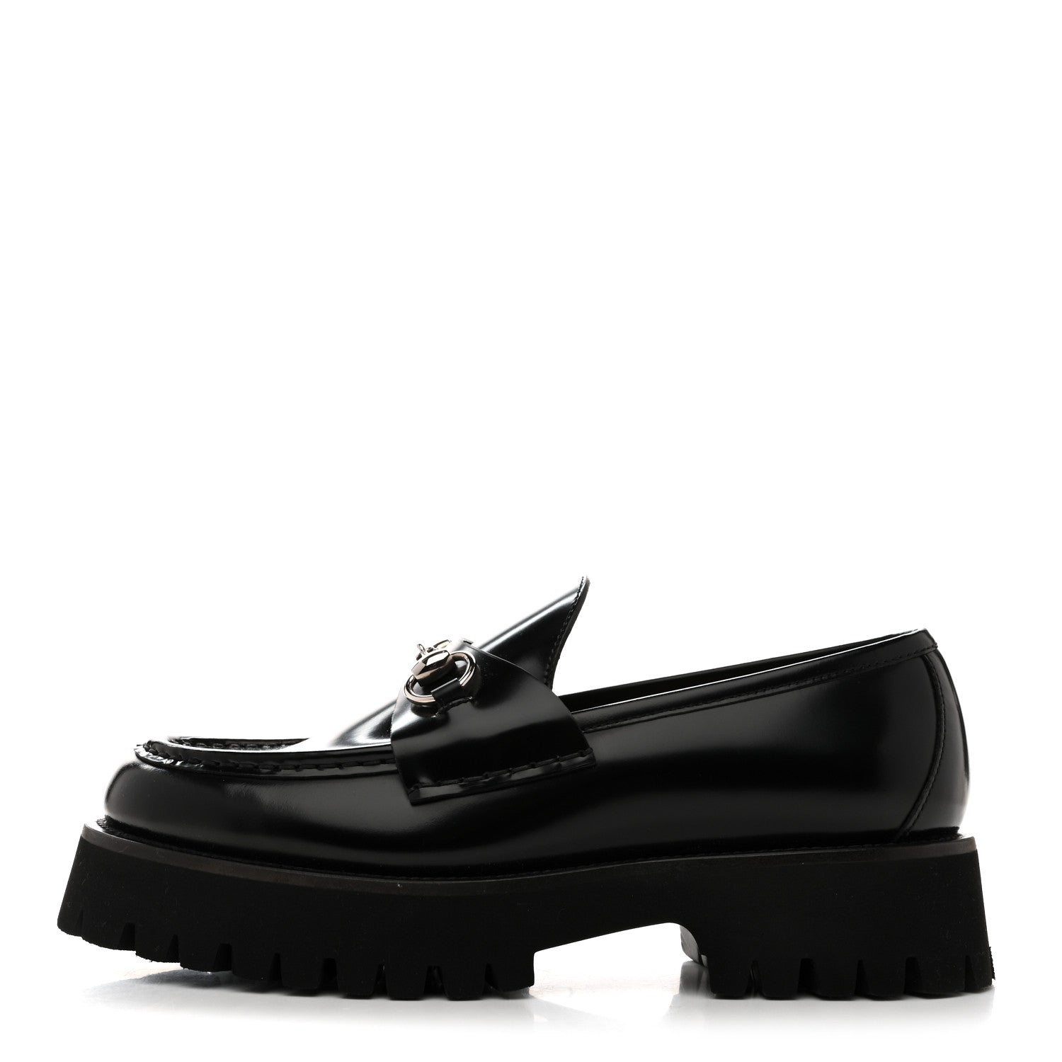 Gucci Cordovan Lux Womens Horsebit 45mm Platform Loafers 39.5 Black