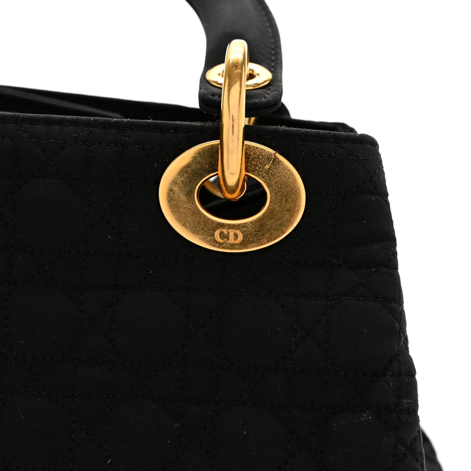 Christian Dior Nylon Cannage Medium Lady Dior Black