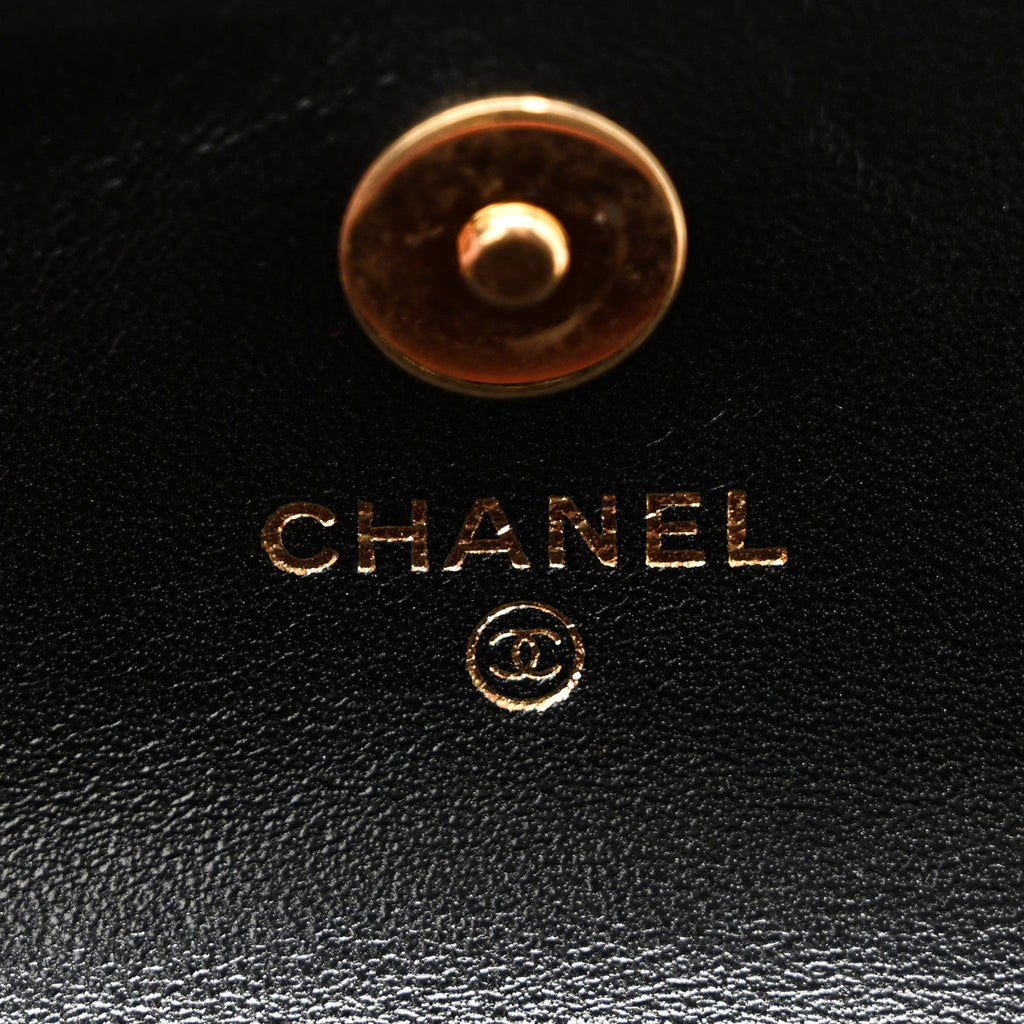 Chanel Lambskin Quilted Enamel Mini Belt Bag Black