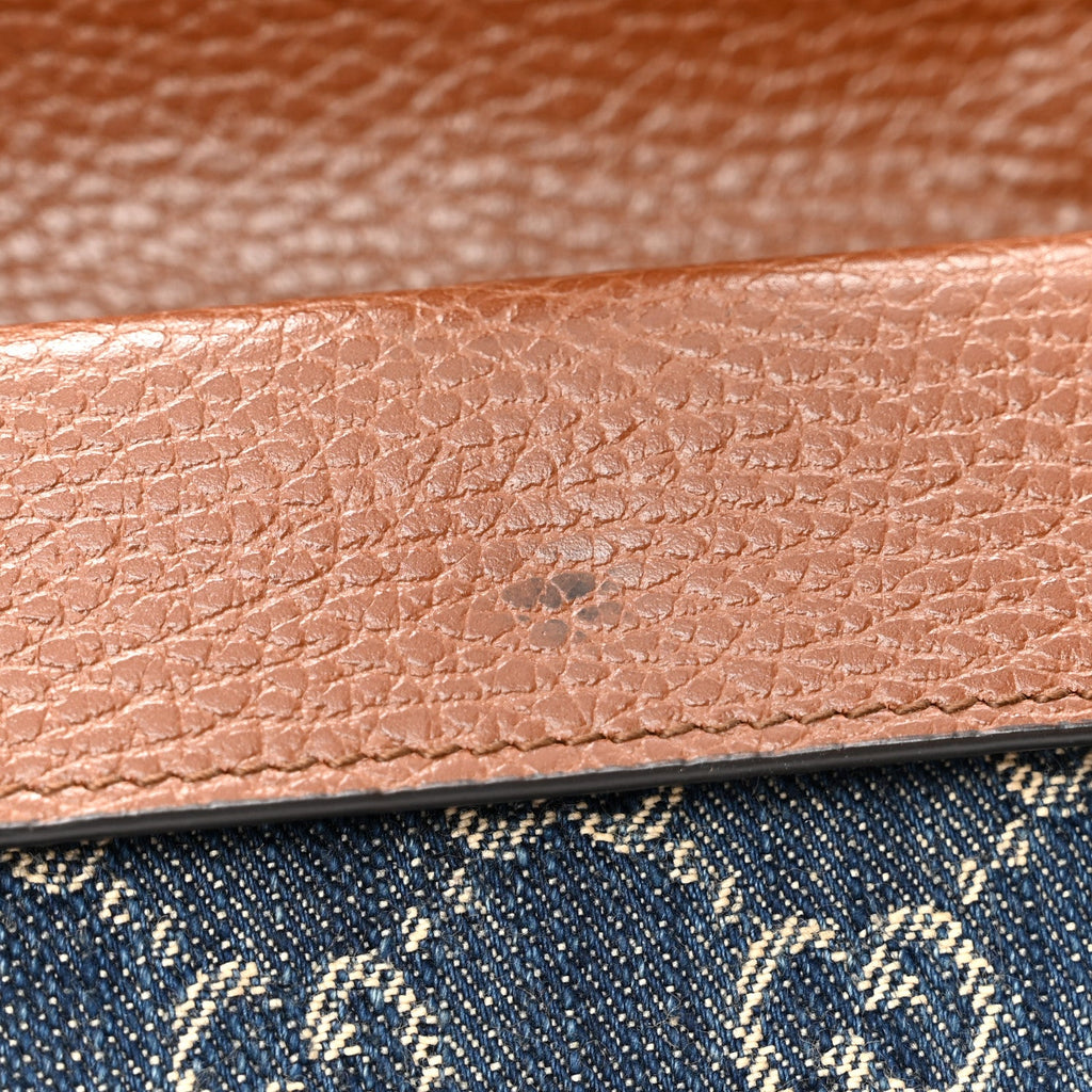 Gucci New Denim GG Monogram Dollar Calfskin Enamel Super Mini Dionysus Shoulder Bag Blue Tea Cuir Epilog Electric Blue