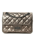Chanel Aged Calfskin Quilted 2.55 Reissue Mini Flap Dark Silver