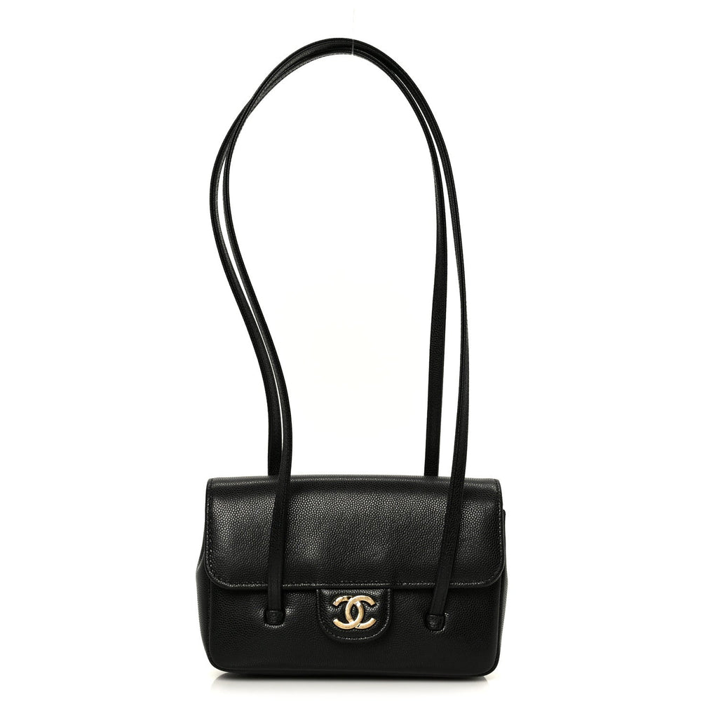 Chanel Shiny Caviar Mini Preppy Coco Shoulder Bag Black