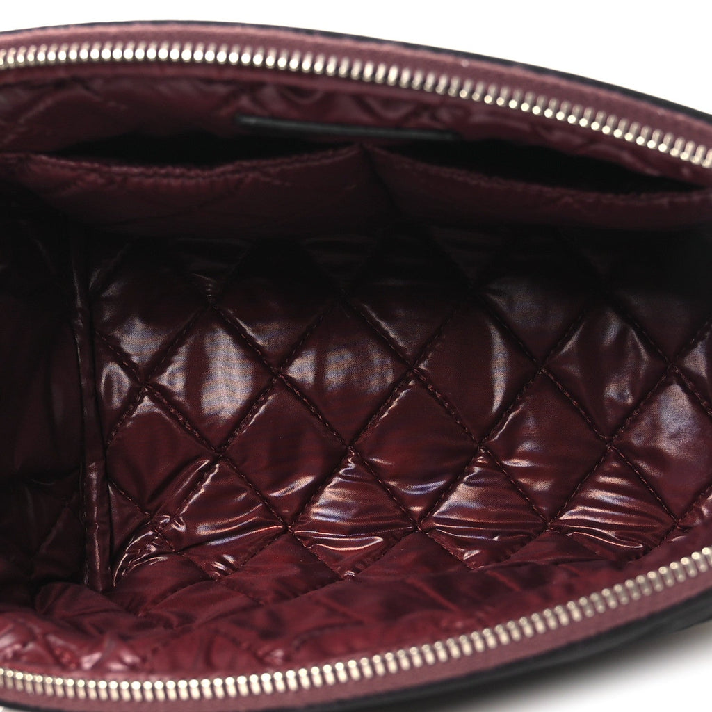 Nylon Quilted Small Cosmetic Case Black
