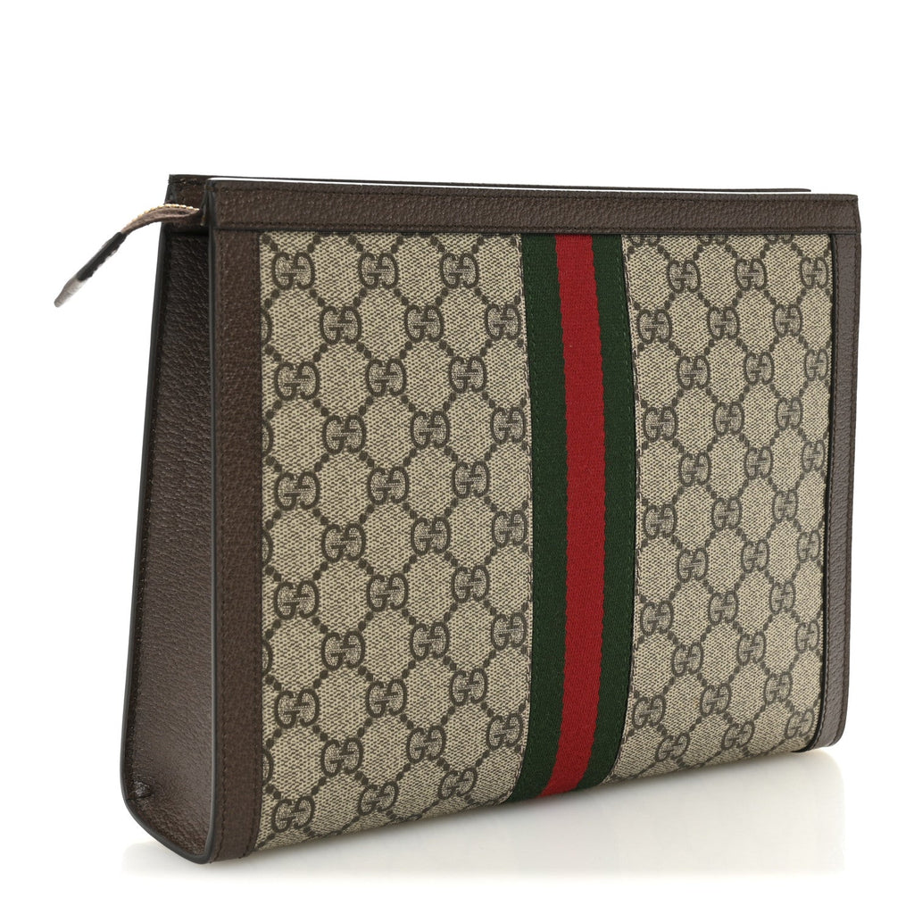 Gucci GG Supreme Monogram Web Ophidia Pouch Brown