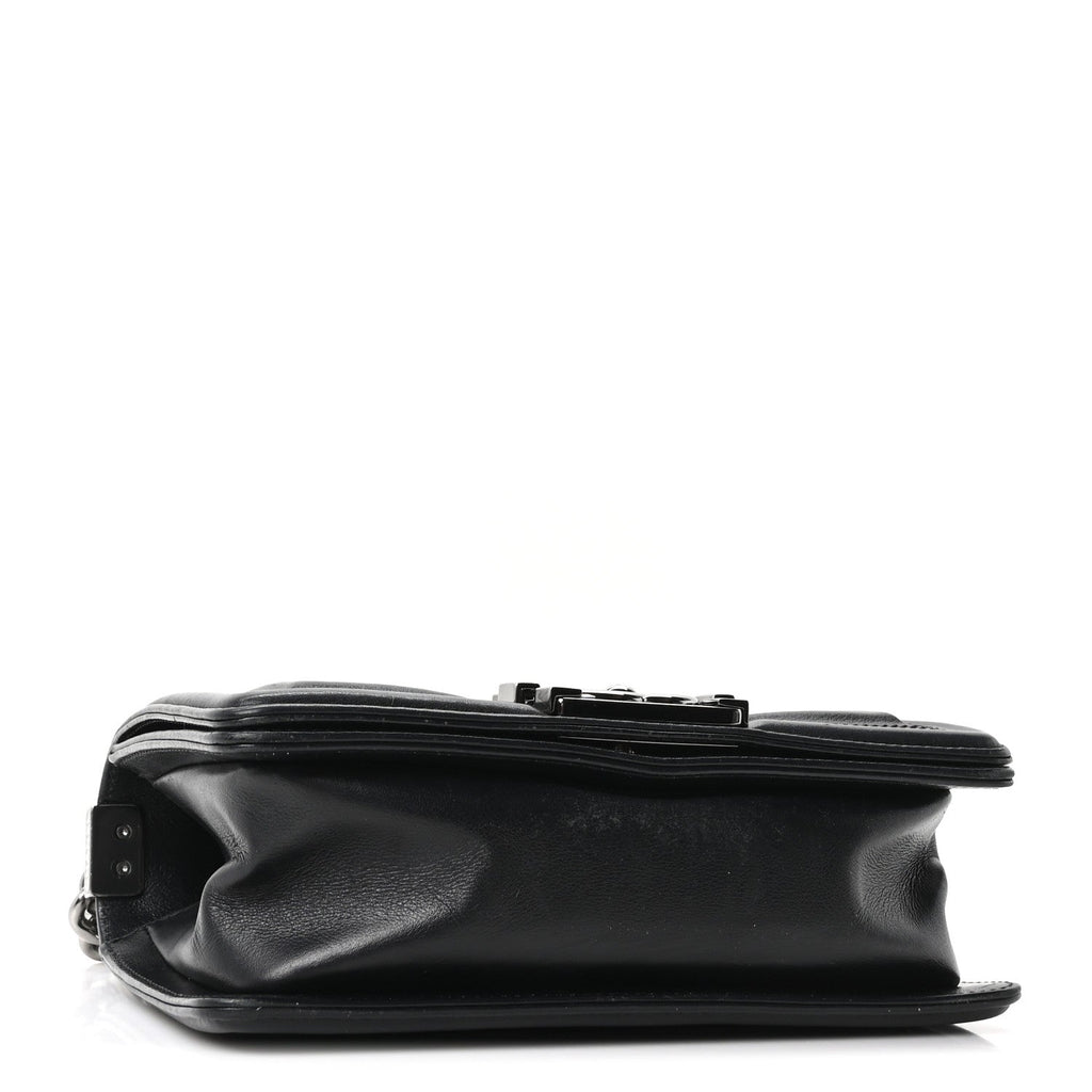 Chanel Calfskin Perforated Chevron Quilted Small Boy Flap Black