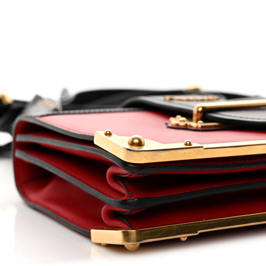 Prada City Calfskin Saffiano Cahier Bag Fuoco Black