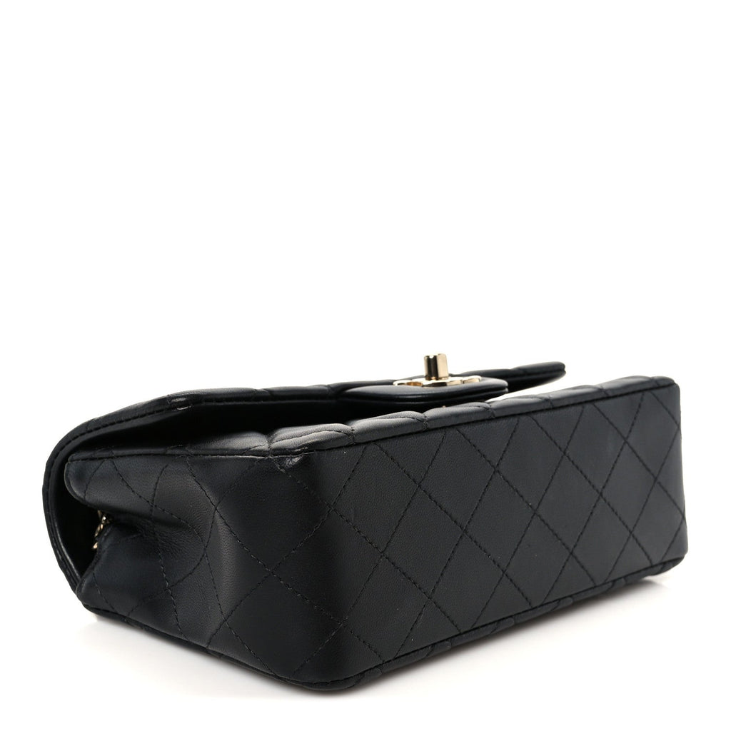 Chanel Lambskin Quilted Mini Rectangular Flap Black