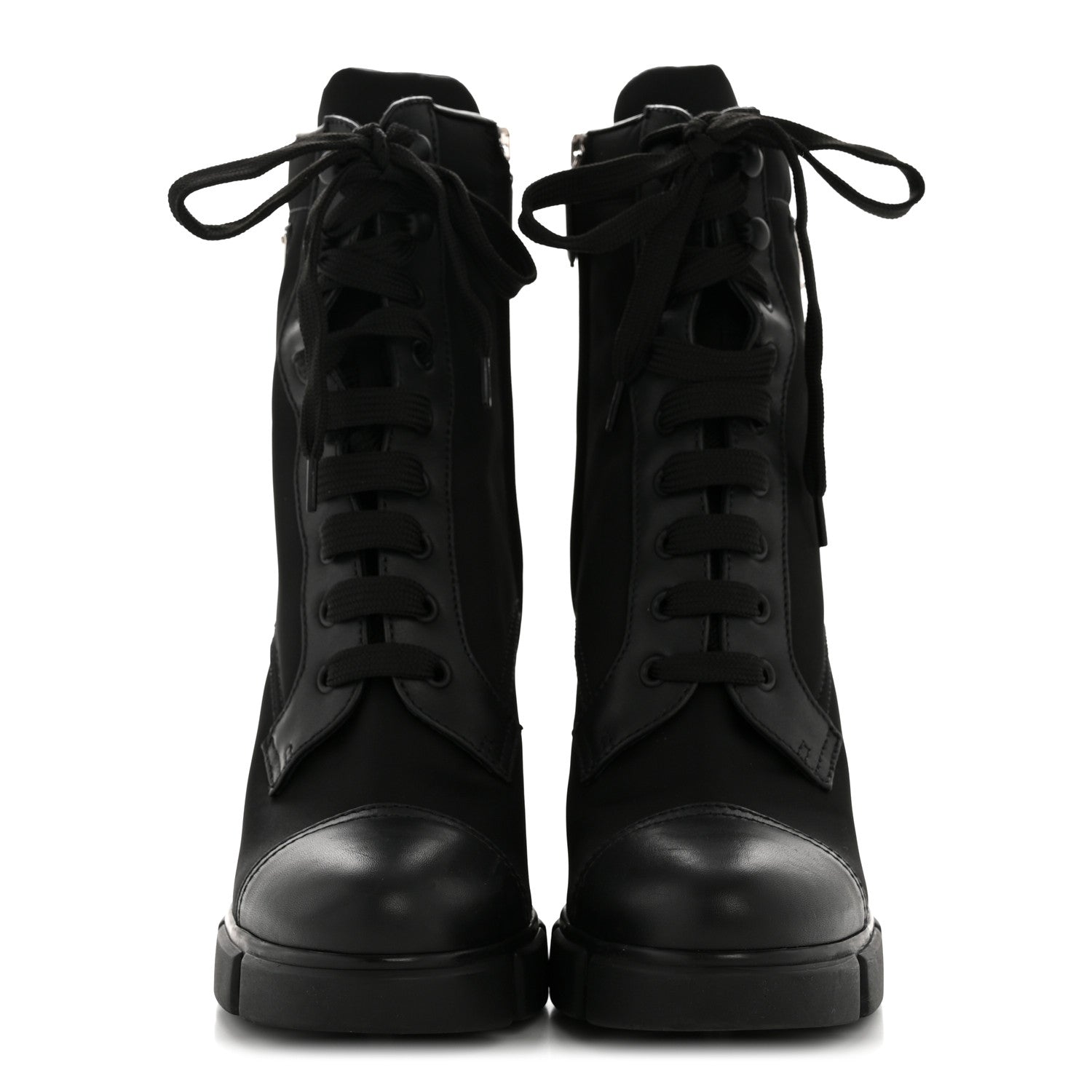 Prada Spazzolato Re-Nylon Metal Triangle Logo 110mm Ankle Boots 40 Black