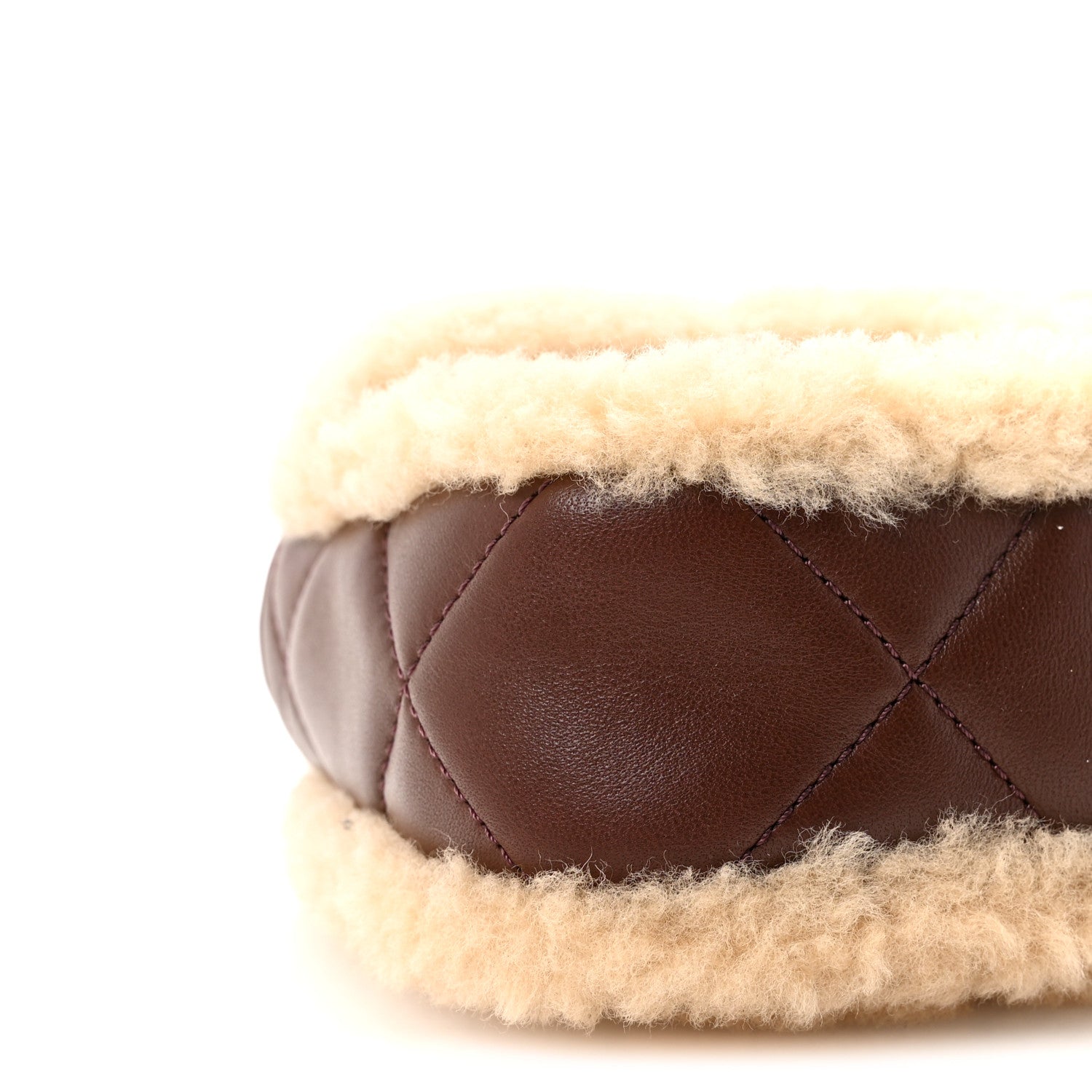 Chanel Shearling Lambskin Quilted Mini Furry Coco Flap Beige Dark Brown