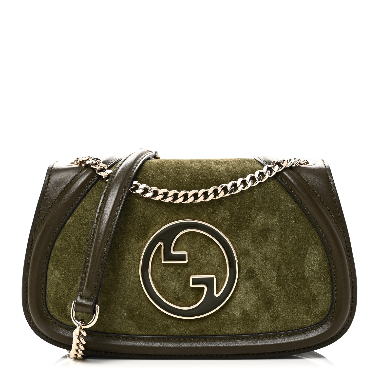 Gucci Suede Calfskin Blondie Medium Shoulder Bag Green