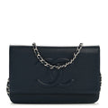 Chanel Caviar Timeless CC Wallet on Chain WOC Navy Blue