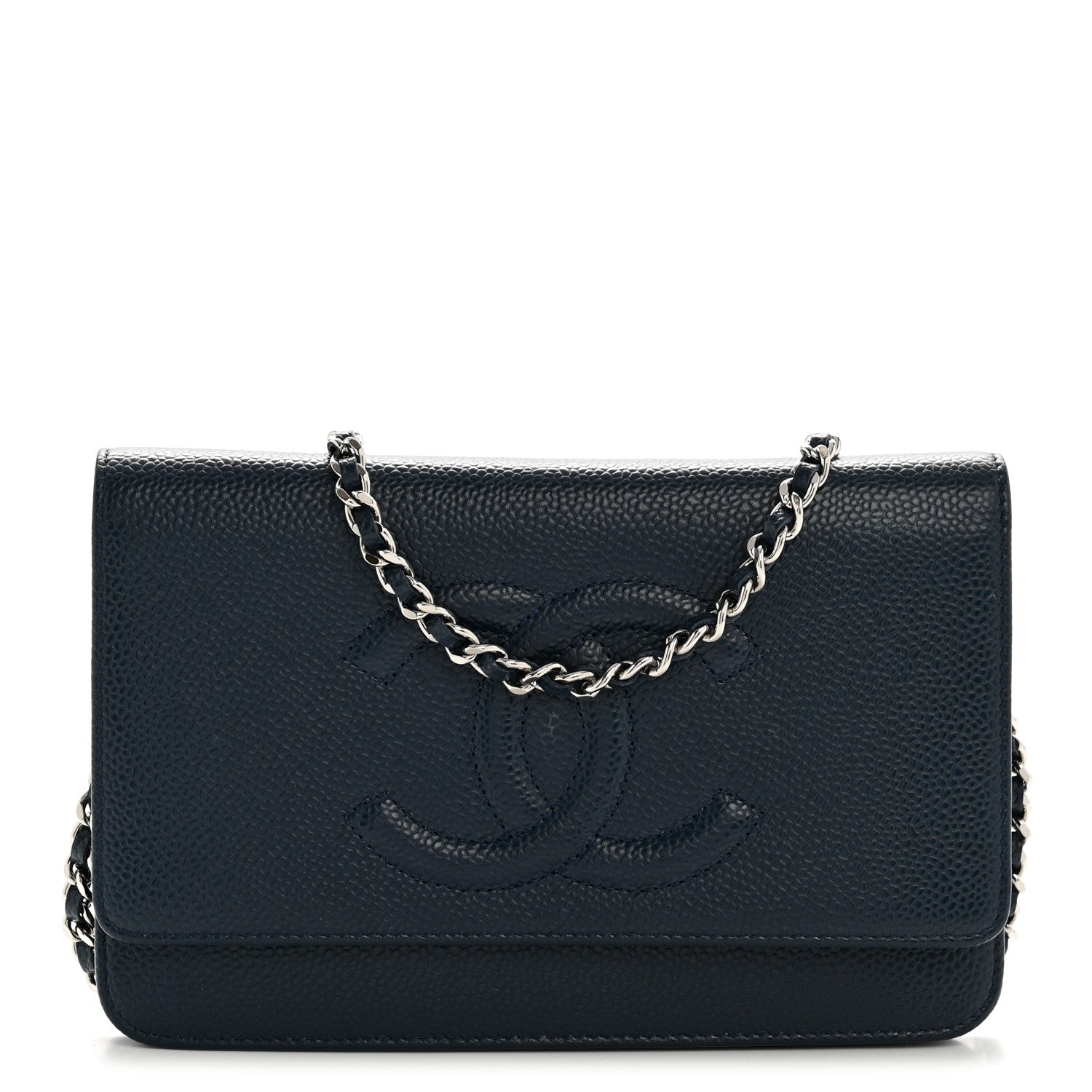 Chanel Caviar Timeless CC Wallet on Chain WOC Navy Blue